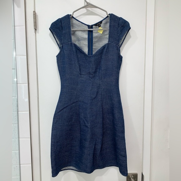 SOLD GUESS Indigo Cap-Sleeve Boucle Dress - Picture 5 of 15